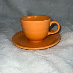 Fiestaware Persimmon Orange Tangerine Cup And Saucer Set Made In USA